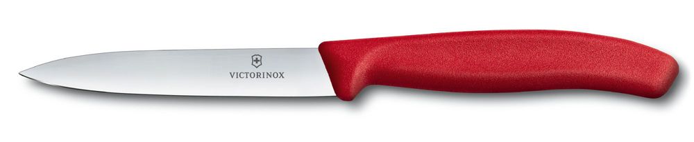 Фото нож для овощей VICTORINOX SwissClassic 10 см лезвие из нержавеющей стали красная пластиковая рукоять с гарантией