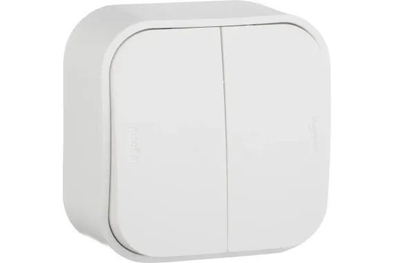 Выключатель Legrand Quteo 2-клавишный проходной накладной белый 26887