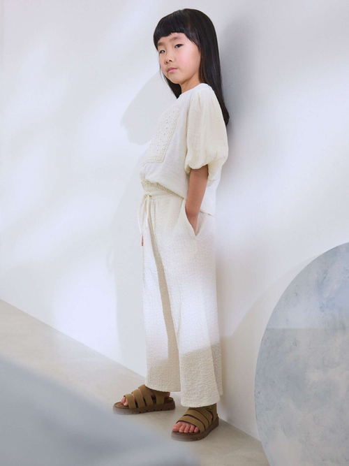 Брюки широкие для девочки Next AH9-741, Кремовый