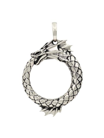 Подвеска Уроборос с плавником из мельхиора, вид спереди
