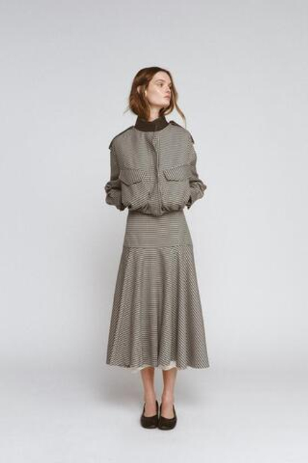 ZARA КОМБИНИРОВАННАЯ ЮБКА В КЛЕТКУ — ZW COLLECTION, КОРИЧНЕВЫЙ