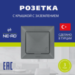 Розетка с крышкой NE-AD Aras с заземлением