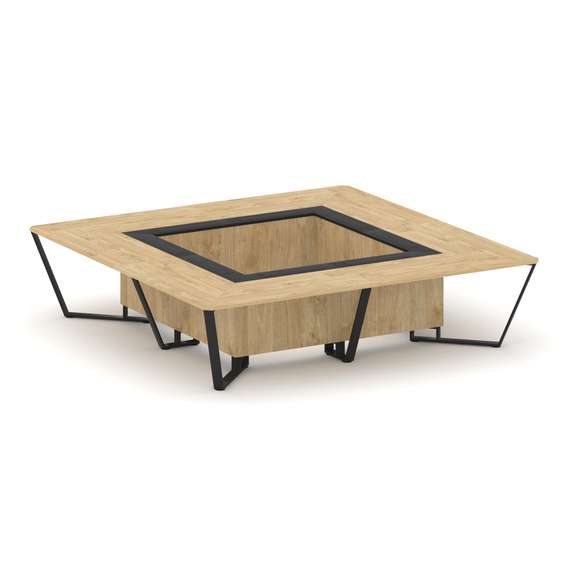 Steel Meet Стол переговорный квадратный KM-PR.B.SP-16K Тиквуд Светлый/Графит Глянец/Металл Черный 32