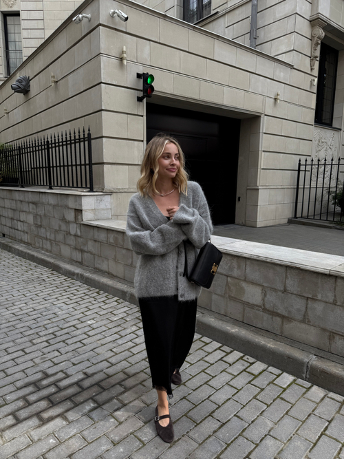 Юбка из шелка с кружевом миди черная