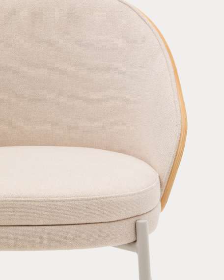 Стул Eamy бежевая синель ясеневый шпон и бежевый металл