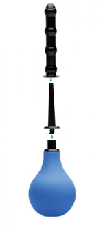 Анальный душ с 3 насадками Premium One-way Valve Anal Douche Set (Цвет: черный с голубым)