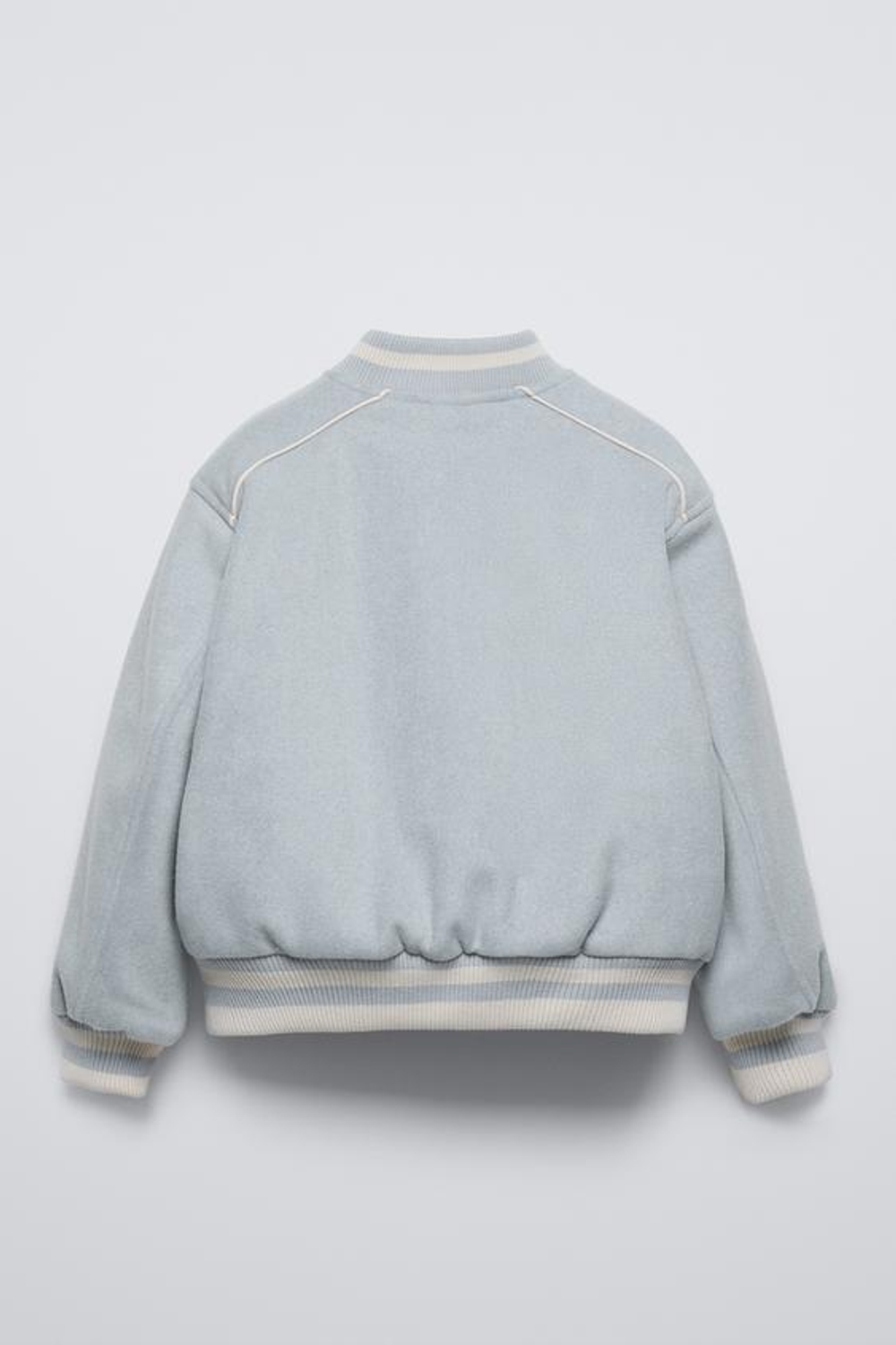 ZARA СТЕГАНАЯ КУРТКА-БОМБЕР В СТИЛЕ ПРЕППИ, НЕБЕСНО-ГОЛУБОЙ