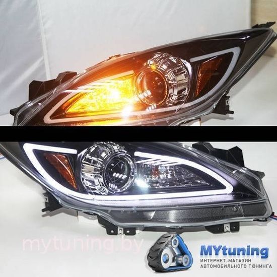 Передние фары tube light black для Mazda 3 MK2