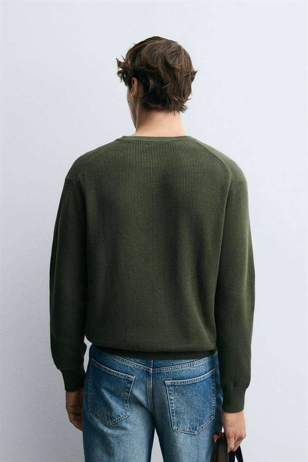 ZARA ДЖЕМПЕР ЖЕМЧУЖНОЙ ВЯЗКИ, ЗЕЛЕНЫЙ