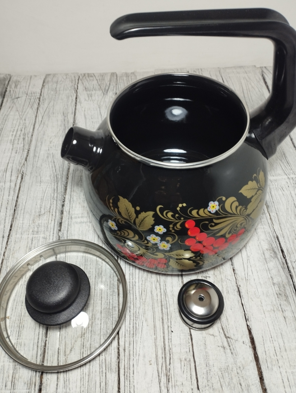 Чайник 3л сфер со свист Рябина черный с подпылом  4с209/я