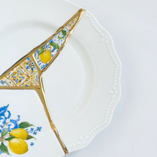 Тарелка "Кинцуги, золотой шов", 21 см