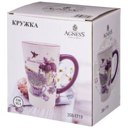 КРУЖКА AGNESS "ЛАВАНДОВАЯ ВЕСНА" 13,5*9,5*14,5 СМ 530 МЛ (КОР=24ШТ.)