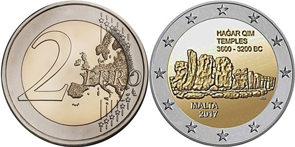 2 евро Мальта "Комплекс Хаджар-Ким" 2017 год