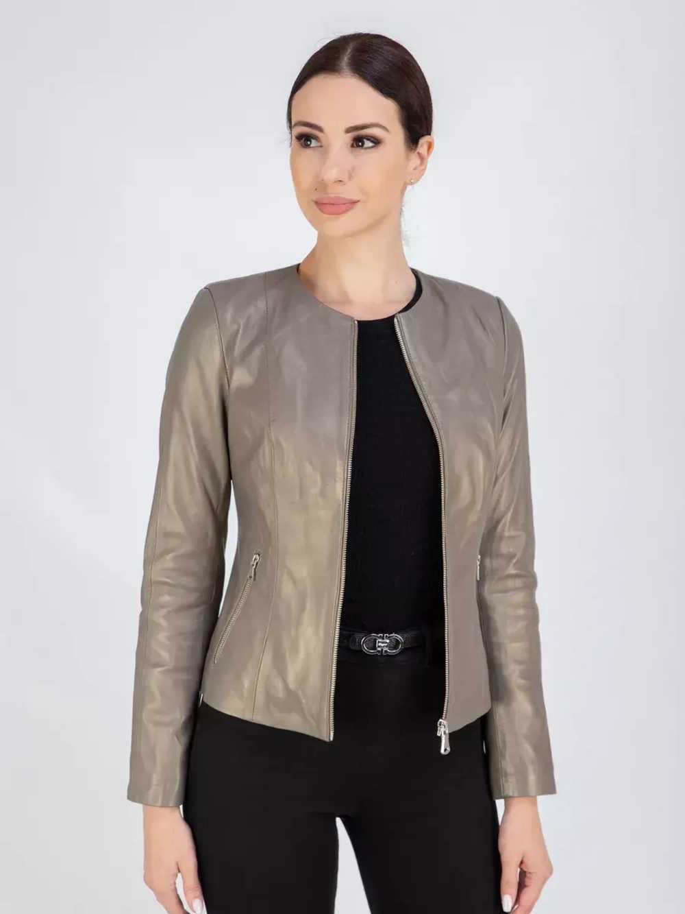 Кожаная куртка демисезонная на молнии