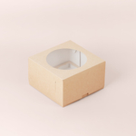 Коробка для 4 капкейков с круглым окном 160*160*95 мм (крафт)