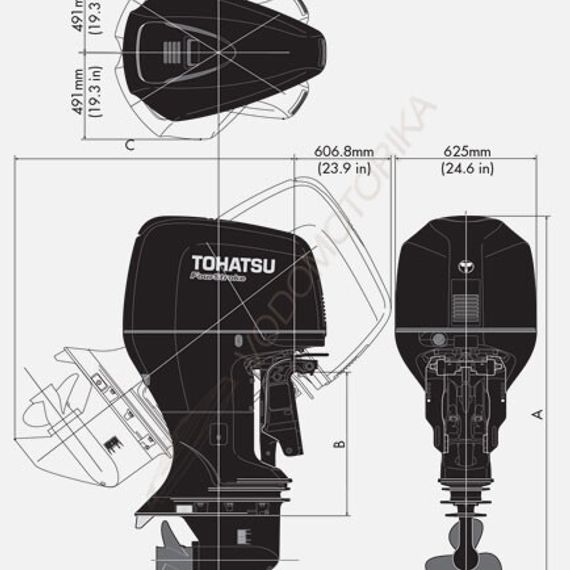 Лодочный мотор Tohatsu BFT225A XU 225 л.с. четырехтактный