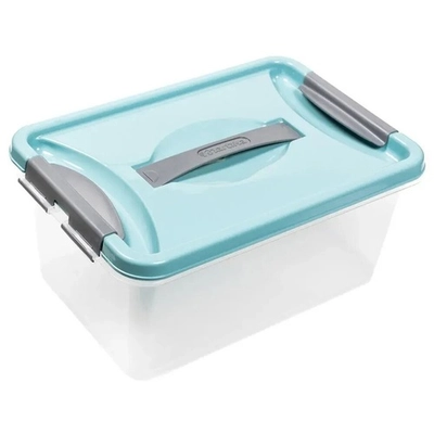 Контейнер с защелками и ручкой 8л Клик бирюзовый С273БИР