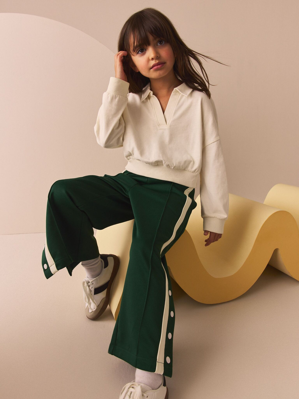 Толстовка с воротником для девочки Next N90-174, Кремовый