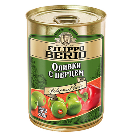 Filippo Berio оливки с перцем, 300 гр