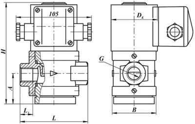Клапан газовый электромагнитный двухпозиционный ТЕРМОБРЕСТ ВФ 1Н-4, Ду 25, М