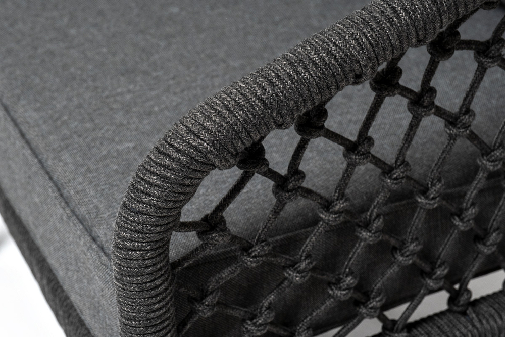 "Канны" лаунж-зона 4-местная из роупа узелкового плетения, каркас алюминий, роуп темно-серый