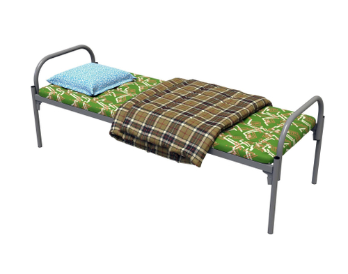 Кровать для рабочего одноярусная с постельным комплектом Строитель-1 в Санкт-Петербурге