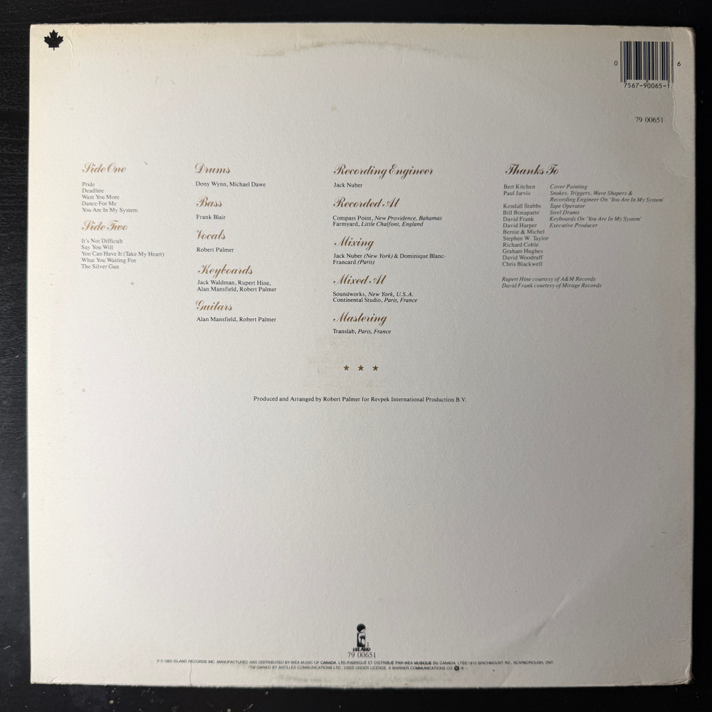 Robert Palmer ‎– Pride (Канада 1983г.)