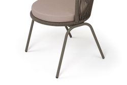 "Люксембург" стул плетеный из роупа, каркас из стали бежево-серый (RAL7006) муар, роуп коричневый круглый, ткань Mossle бежевая