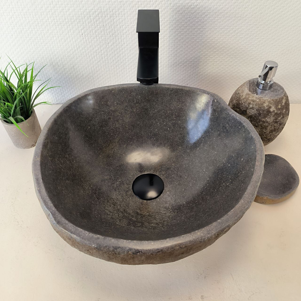 Раковина из речного камня RS-66018 41х40х15 из натурального камня
