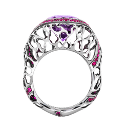 Кольцо с Аметистом и Рубинами, R0161-1/3