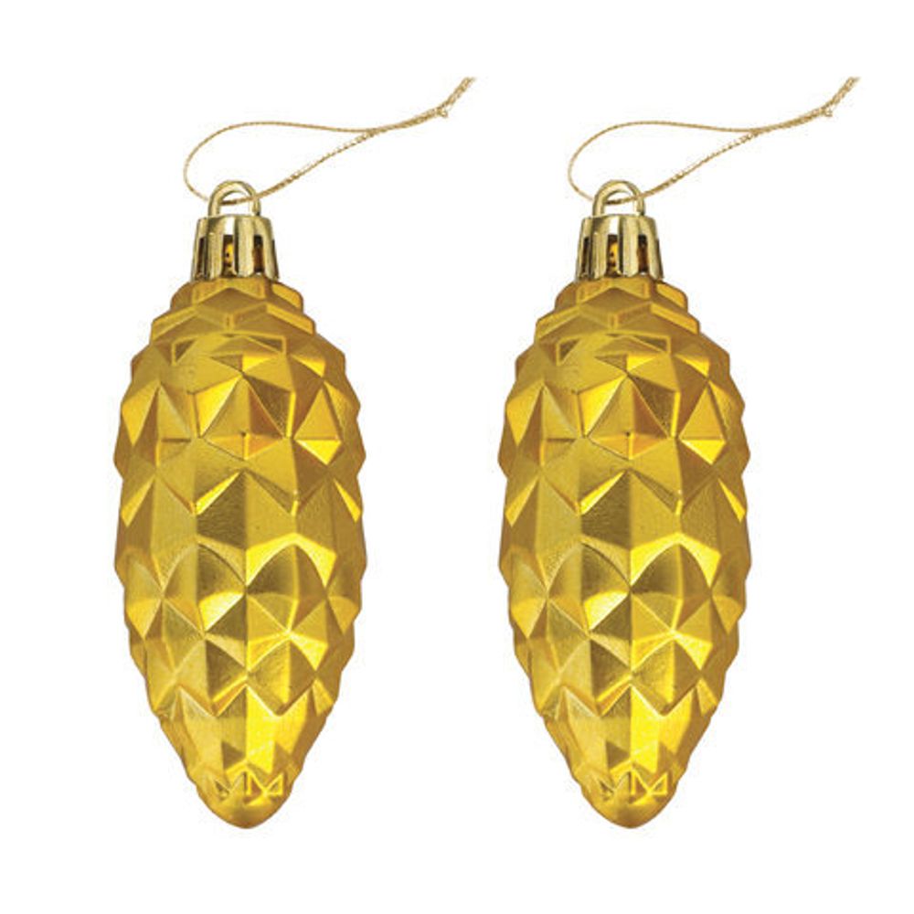 Украшение ёлочное "Шишки" 4 шт., 9 см, пластик, золотистые, ЗОЛОТАЯ СКАЗКА, 590898