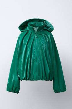 ZARA БЛЕСТЯЩИЙ ДОЖДЕВИК WATER RESISTANT, ЗЕЛЕНЫЙ