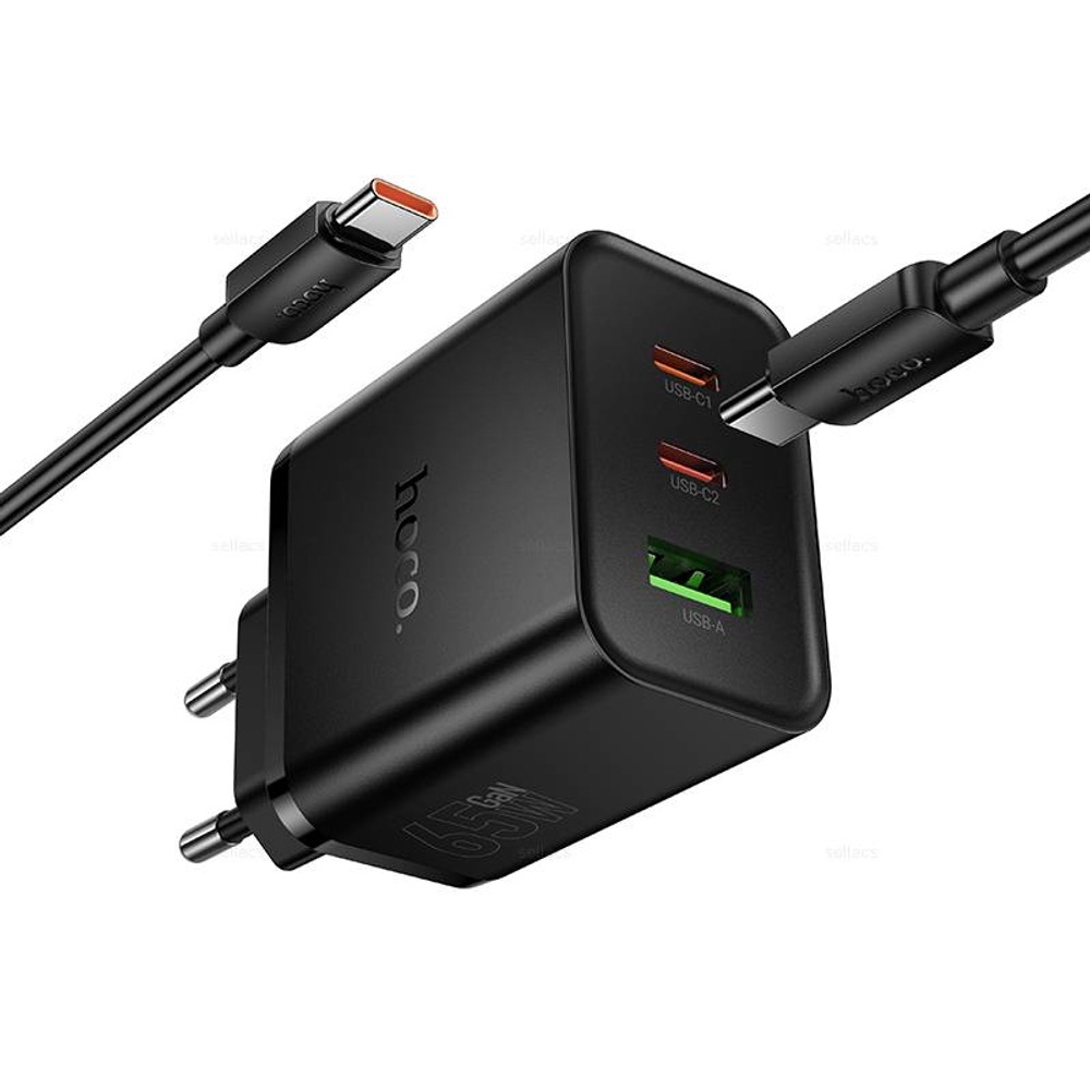 Hoco N75 Grande 65W(2C1A) зарядное устройство набор (Type-C на Type-C)