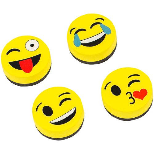 Губка-стиратель для досок OfficeSpace "Смайлик" 50мм, на магните, материал EVA, желтый, европодвес