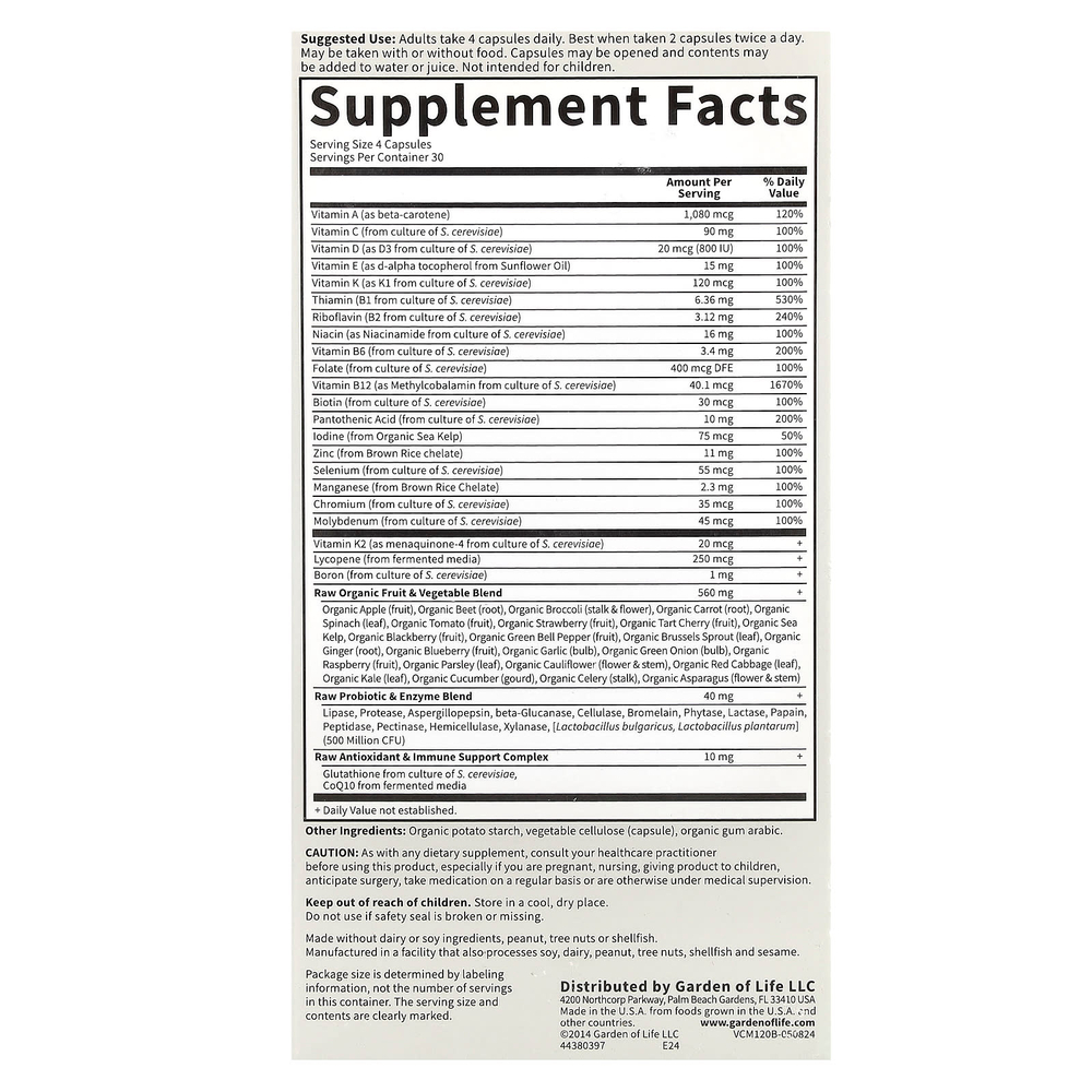 Garden of Life, Vitamin Code®, мультивитамины из цельных продуктов для мужчин, 120 вегетарианских капсул