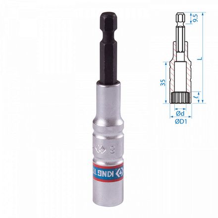 Цена на KING TONY (76B808M) Головка для шуруповерта двенадцатигранная 1/4", 8 мм, L = 80 мм