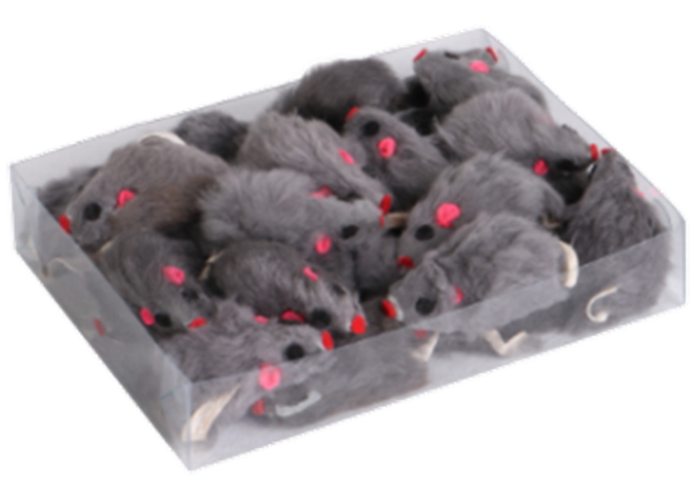 Игрушка для кошек Мышь серая, натуральный мех, с кошачьей мятой 5х2 см