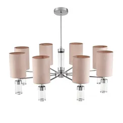 6585/8 MODERNI LN25 56 хром/бежевый, металл/текстиль, стекло Люстра подвесная E14 8*40W 220V ARNIKA
