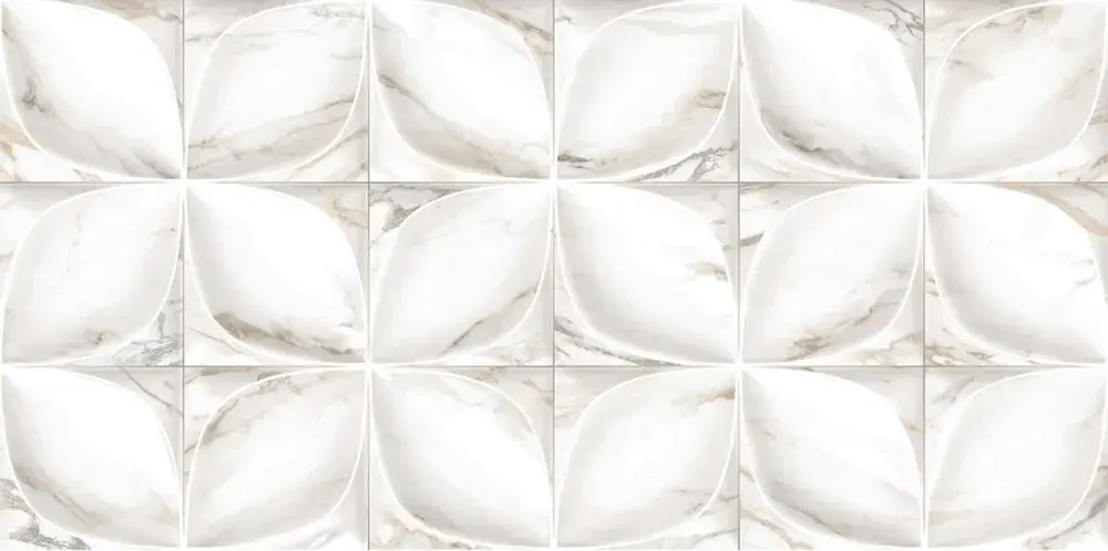 Настенная плитка ALMA Ceramica TWU09LAR014 Laura 50x24.9 белая глянцевая рельефная под мозаику