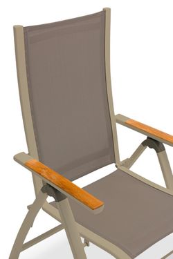 Lyon-Andy 280B+8R, комплект обеденной мебели бежевый/натуральный, алюминий/тик