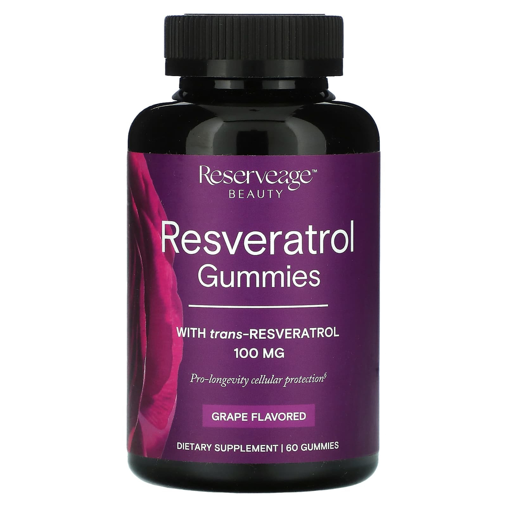 Reserveage Beauty, жевательные таблетки с ресвератролом, со вкусом винограда, 60 жевательных таблеток (50 мг в 1 жевательной таблетке)