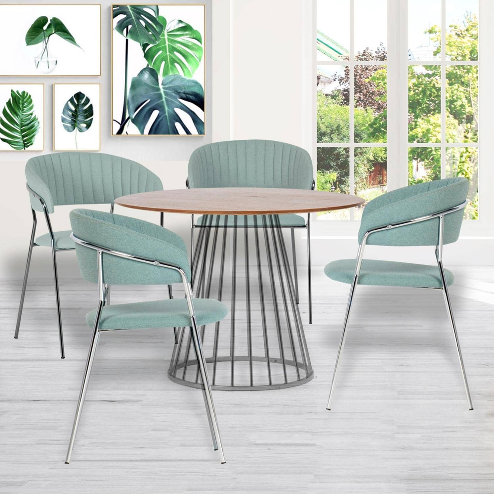 Стол Liverpool 110см орех, хромированные ножки