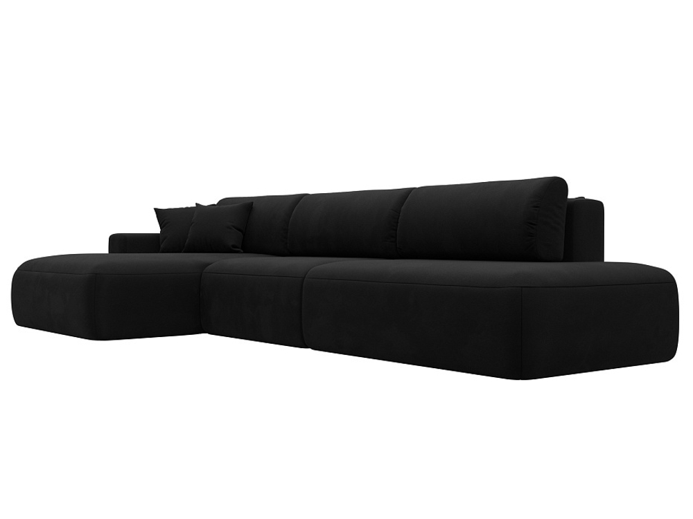 Диван угловой Лига-036 НПБ Модерн Лонг левый угол МИКРОВЕЛЬВЕТ Черный