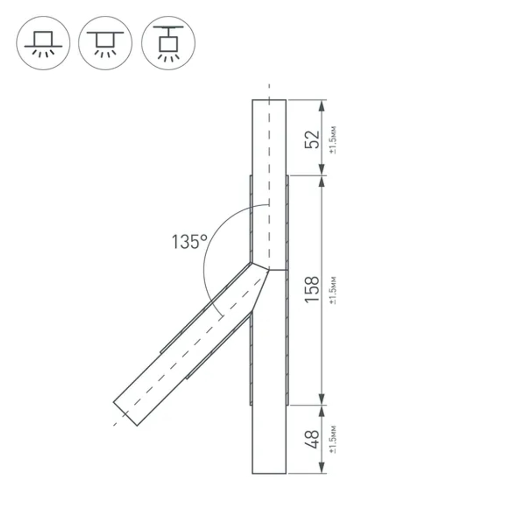 Тройник PLS-LOCK-H25-T135R правый (с экраном MAT-L) (Arlight, Металл) 026242