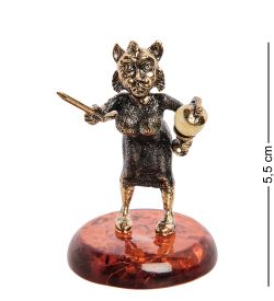 Народные промыслы AM-1074 Фигурка «Кошка Учительница» (латунь, янтарь)