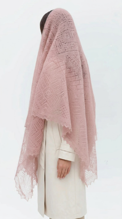 Оренбургский пуховый платок-паутинка А160-06 магнолия