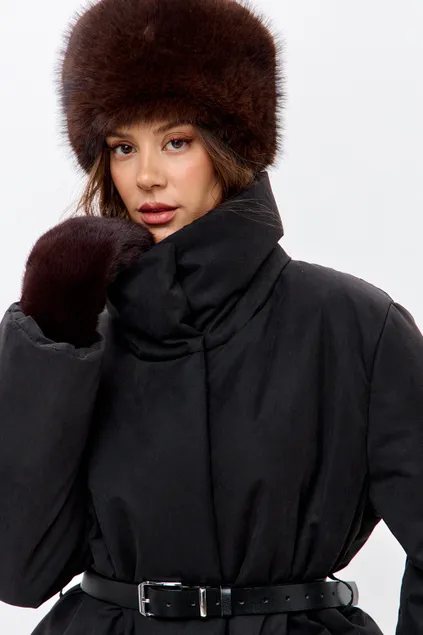 Куртка зимняя на поясе Фрости черного цвета