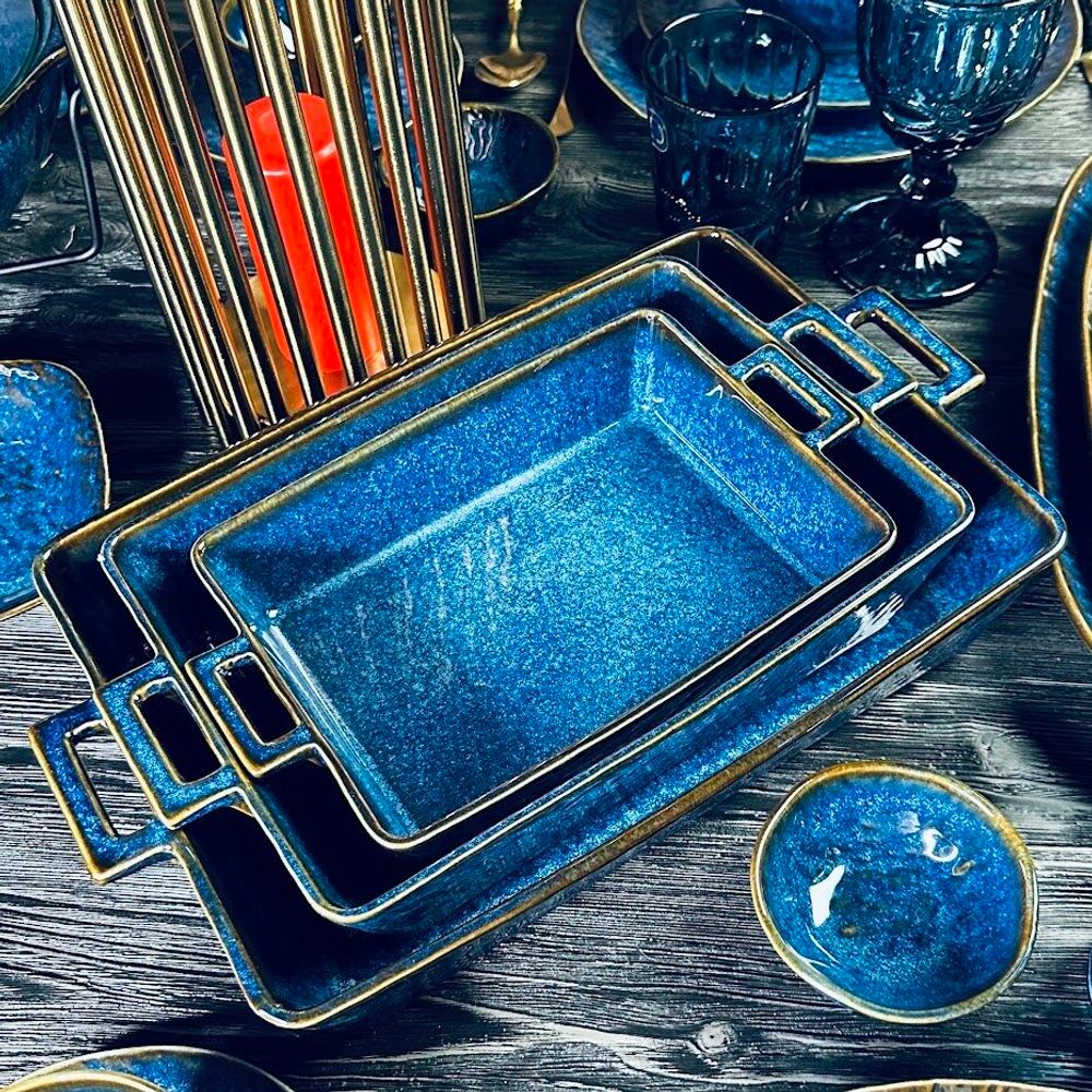 Lenardi 133-314 Прямоугольное блюдо для запекания 36,5х22х7см AQUAMARINE для запекания в под.уп.(х8)Фарфор