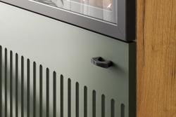 Милан Пенал со стеклом Дуб Золотой/Черный/Олива Софт