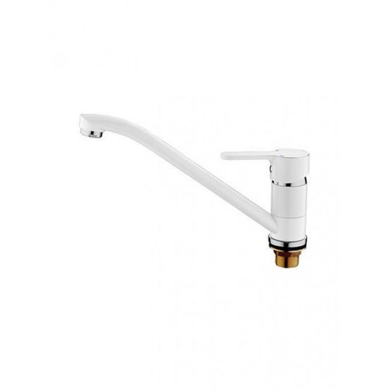 Смеситель кухня LEDEME 4903W-3 d35 Нержавейка белый/хром на гайке